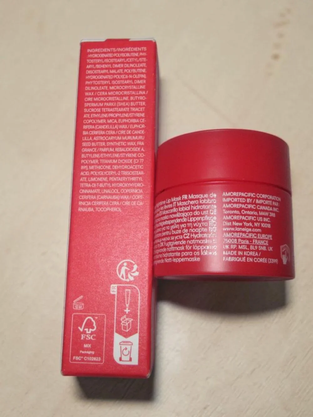 Laneige Set of CANDY CANE of Lip Glowy Balm & Peppermint Lip Sleeping Mask, New
